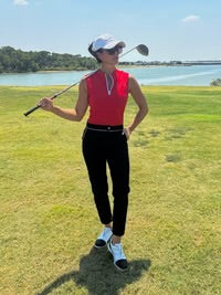 OATH AND IRON | Ashley Herrera Susanna Cross Back Polo – Luxury Sleeveless Golf, Tennis & Pickleball Polo