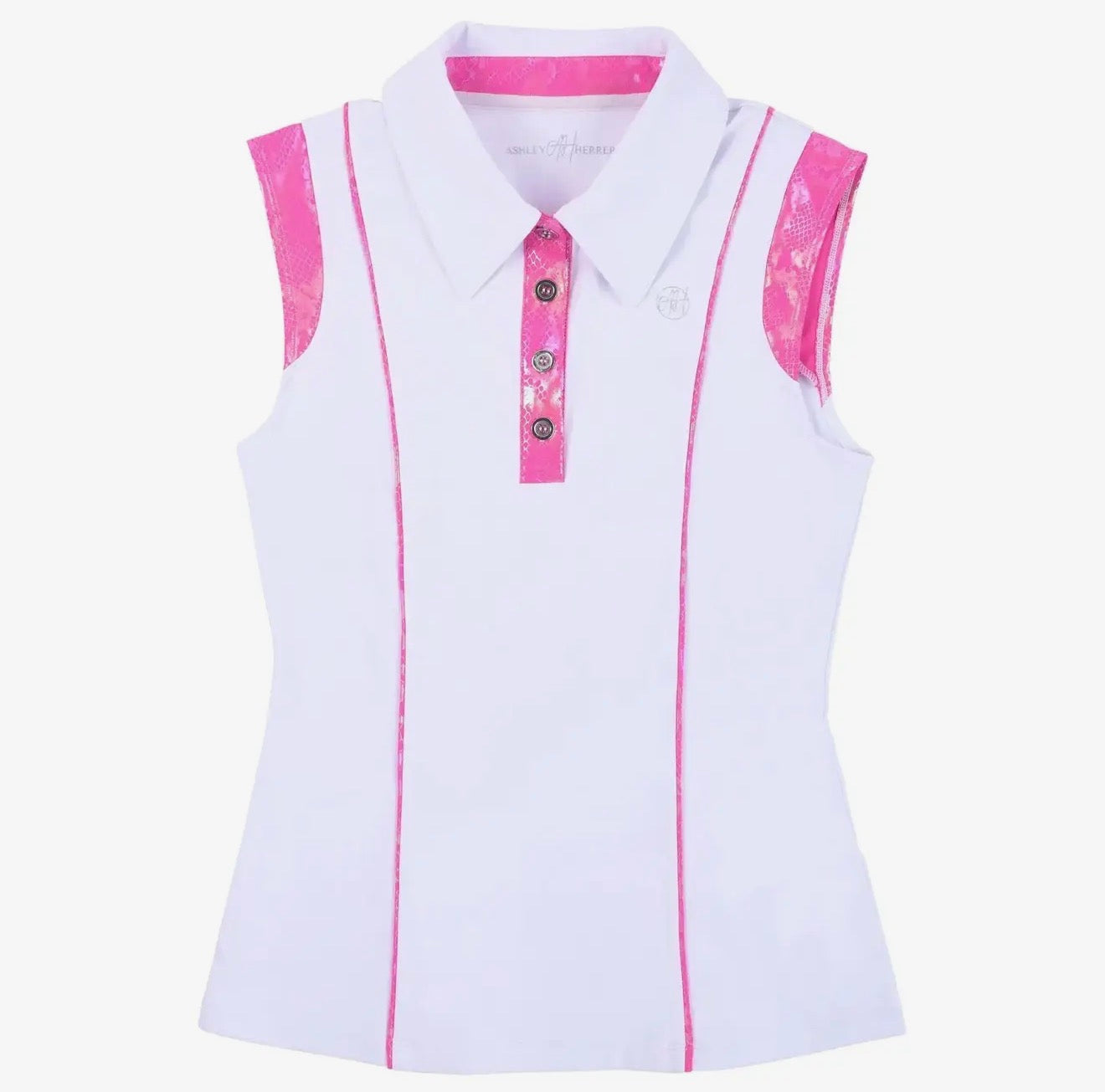 OATH AND IRON | Ashley Herrera Women’s White & Pink Performance Polo
