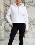 Iron Veil Half-Zip Crop Hoodie